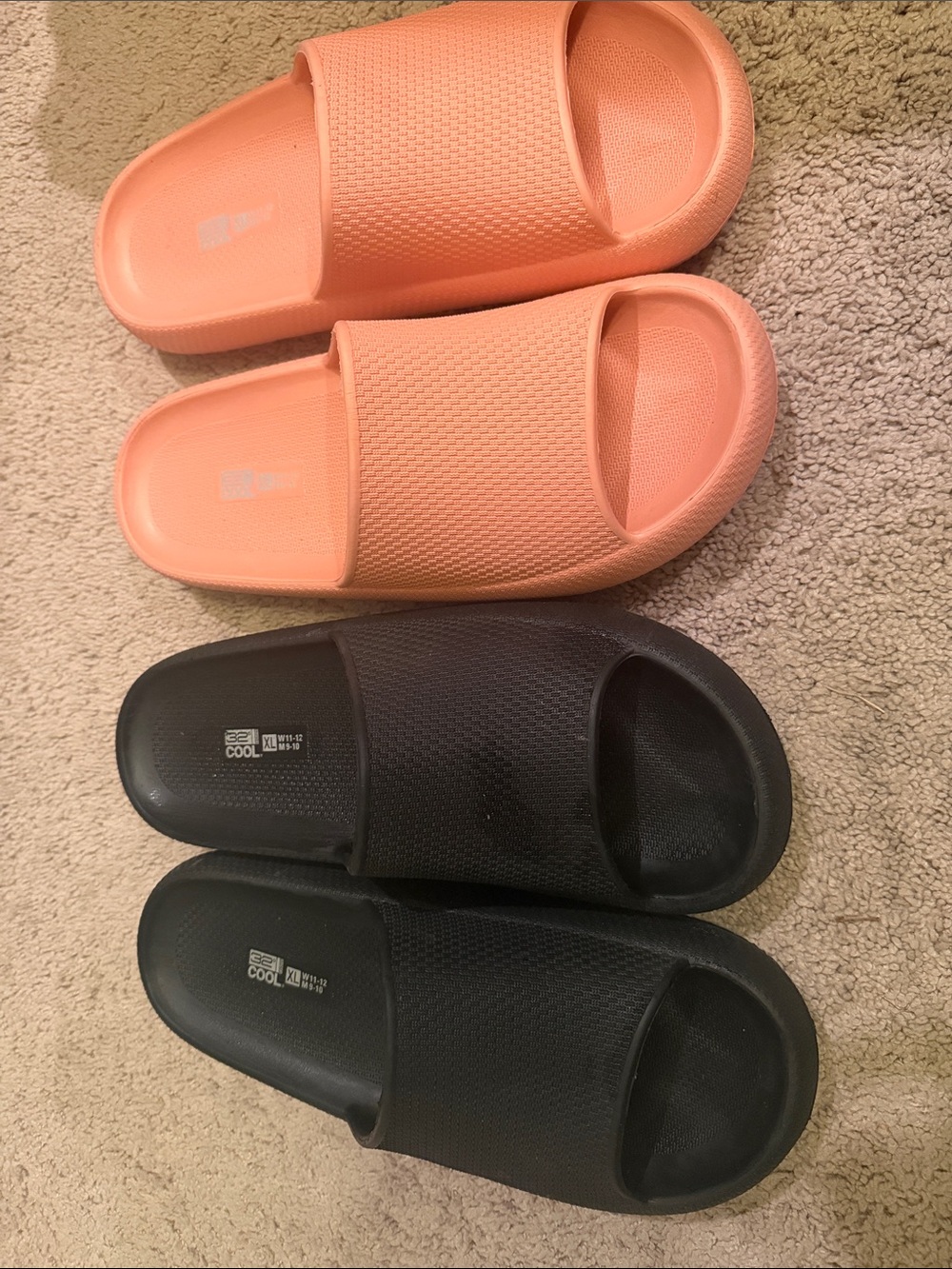 Unisex Slide-On Comfort Slippers in Peach and Black - Lightweight Casual Slides